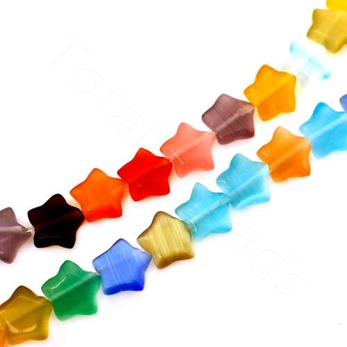 Cats Eye Beads - Pillow Star 8mm - Mixed