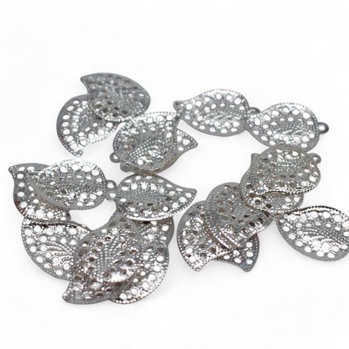 Metal Charm Filigree Petal 15mm 20pcs Silver for jewellery making