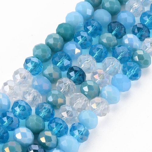 8mm crystal beads aquamarine mix, pack of 70 — faceted for jewelry making and beadwork