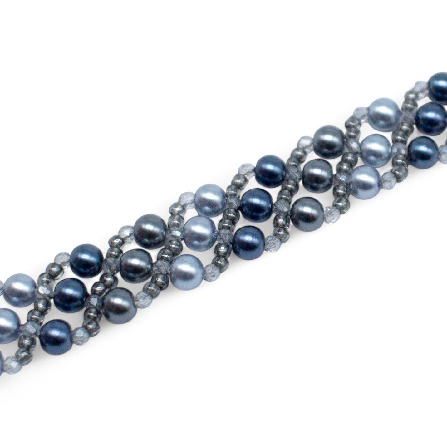 Troika Bracelets Makes 3 space grey bracelet making kit — DIY set with beads and instructions for creating handmade jewelry