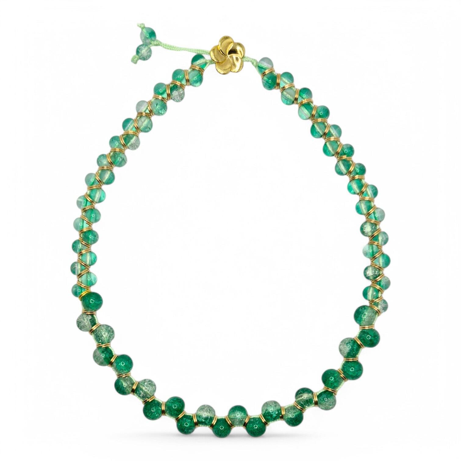 Crackle Trellis Necklace Makes 2 green necklace making kit — DIY set with beads and instructions for creating handmade jewelry