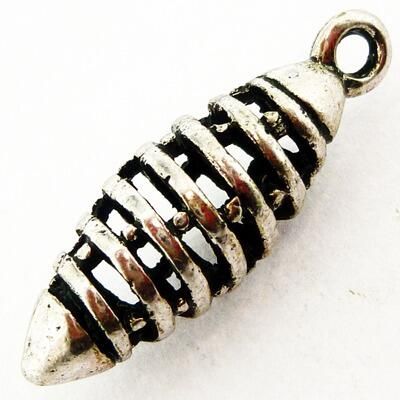 Alloy Charm Swirl Rice 25mm 3pcs Antique Silver for jewellery making