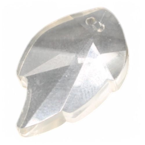 Crystal Pendant Leaf 25mm Clear for jewellery making