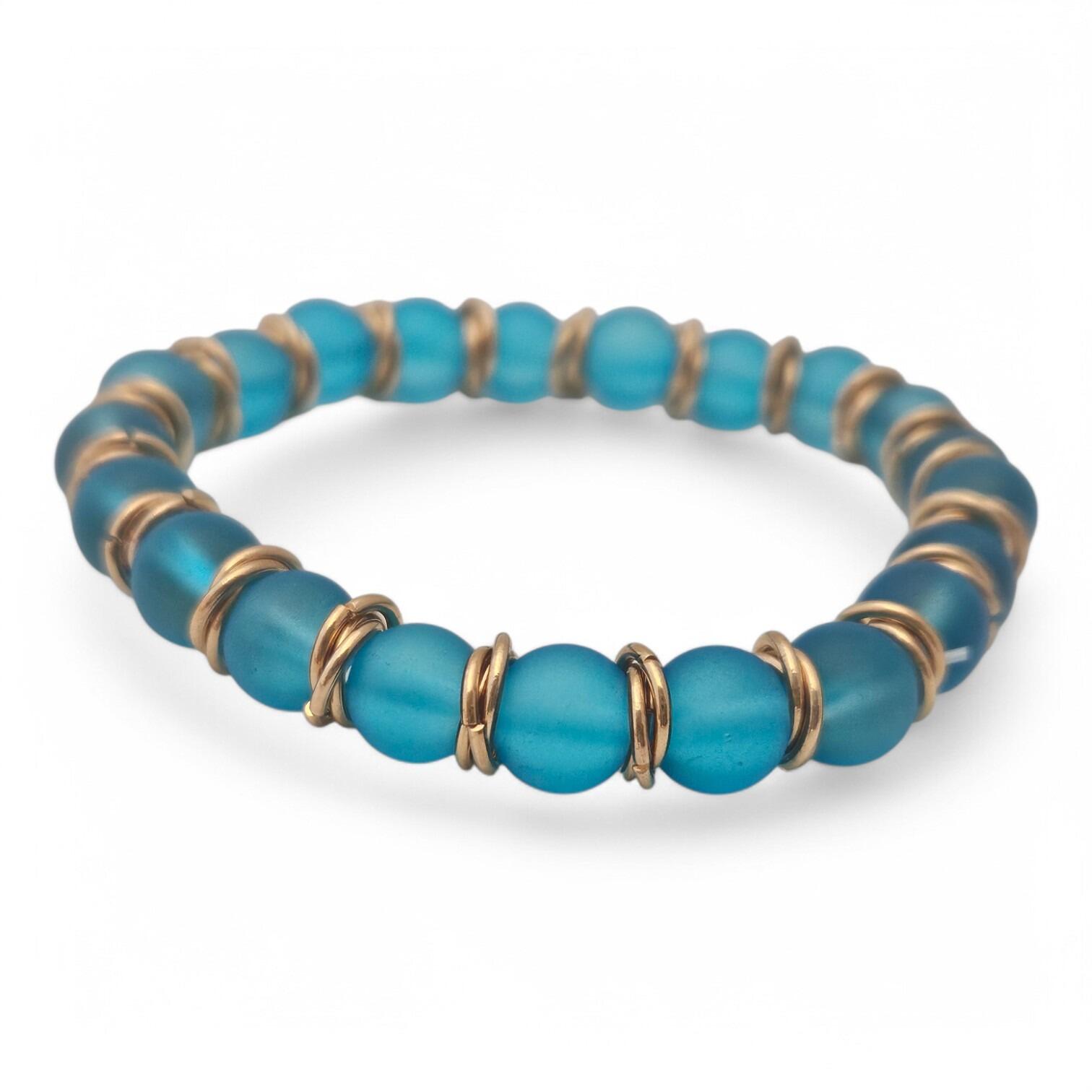 Mobius Stretch Bracelets turquoise bracelet making kit — DIY set with beads and instructions for creating handmade jewelry