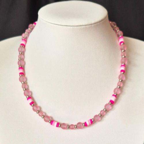 Joyce Fimo Frost Necklace Makes 4 raspberry ripple necklace making kit — DIY set with beads and instructions for creating handmade jewelry