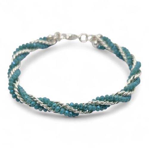 Venora Spiral Crystal Bracelet caribbean blue bracelet making kit — DIY set with beads and instructions for creating handmade jewelry