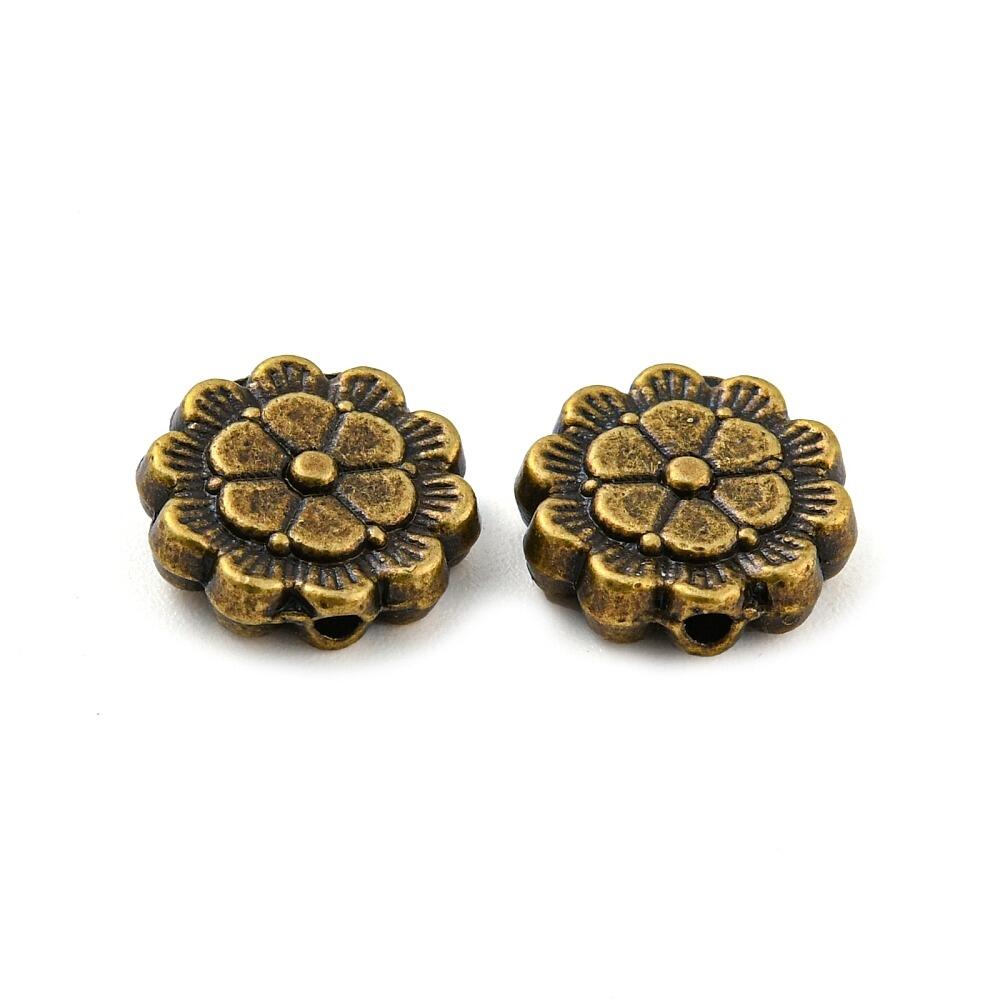 Antique Bronze Bead Flower Disc 9mm 15pcs for jewellery making
