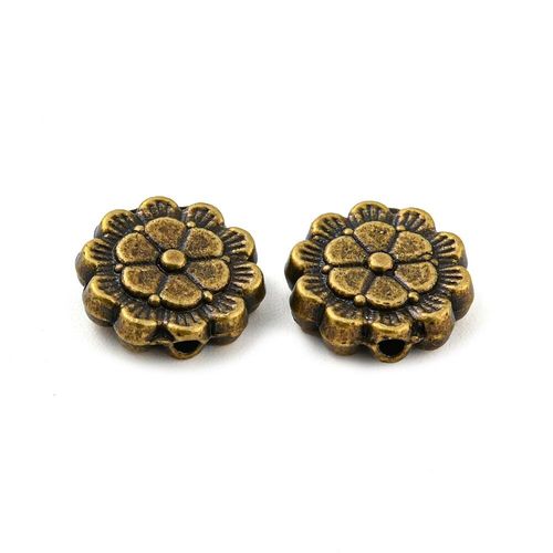 Antique Bronze Bead Flower Disc 9mm 15pcs for jewellery making