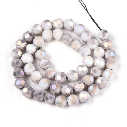 8mm crystal beads ab mix opaque grey, pack of 50 — AB finish, faceted for jewelry making and beadwork