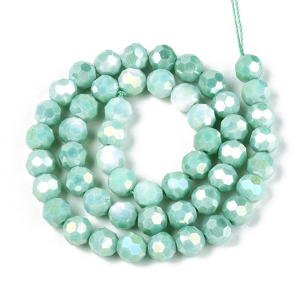 8mm crystal beads ab mix opaque aquamarine, pack of 50 — AB finish, faceted for jewelry making and beadwork