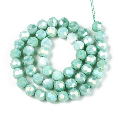 8mm crystal beads ab mix opaque aquamarine, pack of 50 — AB finish, faceted for jewelry making and beadwork