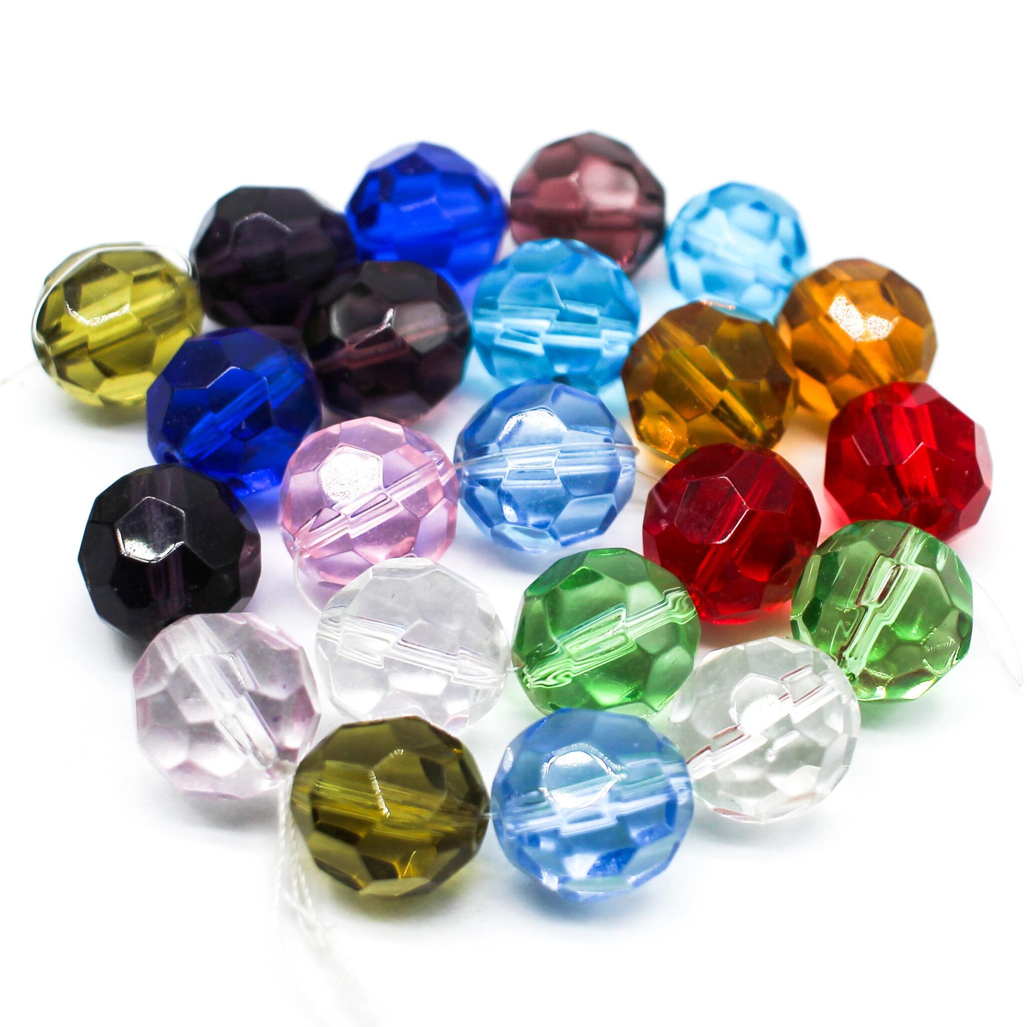 Crystal Facet Round 15mm Beads Mixed for jewellery making