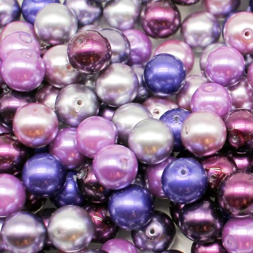 Glass Pearl Round Beads 10mm Purple Mix 80pcs for jewellery making