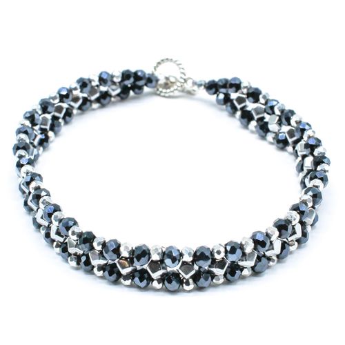 Hematite Nugget Bracelet Makes 3 silver bracelet making kit — DIY set with beads and instructions for creating handmade jewelry