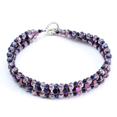 Hematite Nugget Bracelet Makes 3 purple bracelet making kit — DIY set with beads and instructions for creating handmade jewelry