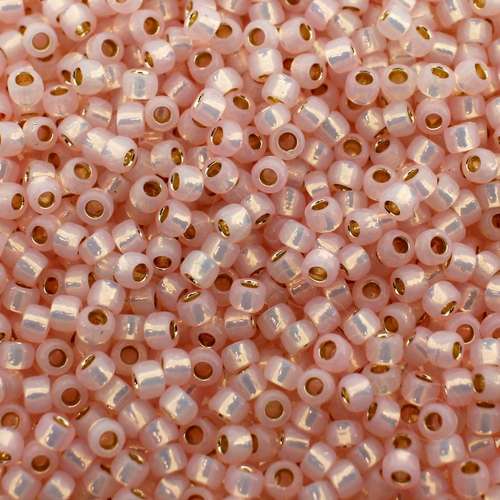 Toho Size 8 Seed Beads 10g - PF Silver Lined Milky Soft Pink