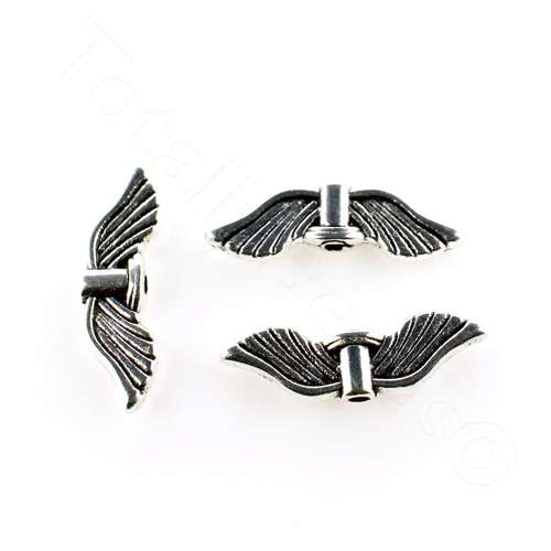 Metal Wing Bead 20mm - Antique Silver 12pcs