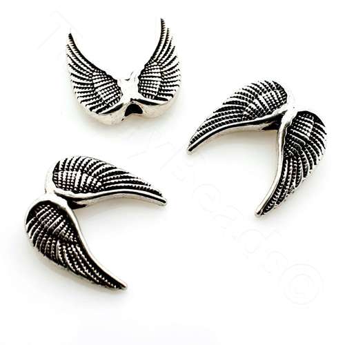 Metal Angel Wing Bead 15mm - Antique Silver 4pcs
