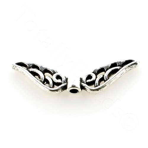 Metal Heart Wing Bead 21mm - Antique Silver 6pcs