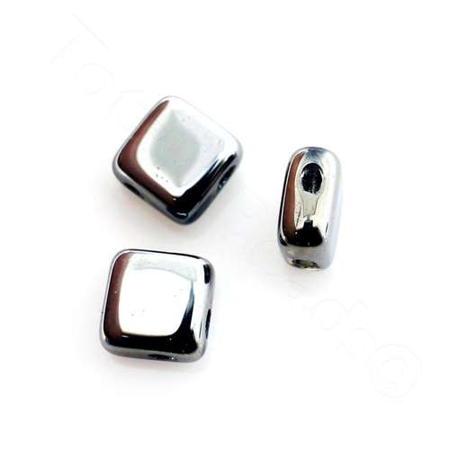 Czech Preciosa Diagonal Square 6mm - Hematite 25pcs
