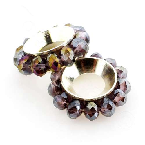Crystal Round Spacer Beads - 2 pcs 18mm - Purple AB