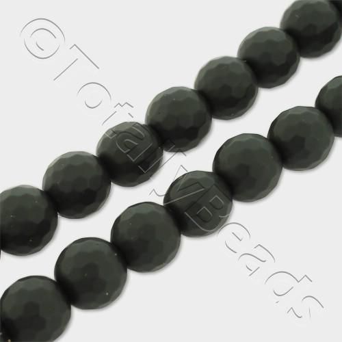 Synthetic Onyx Round Faceted Beads 8mm Matt 16" String