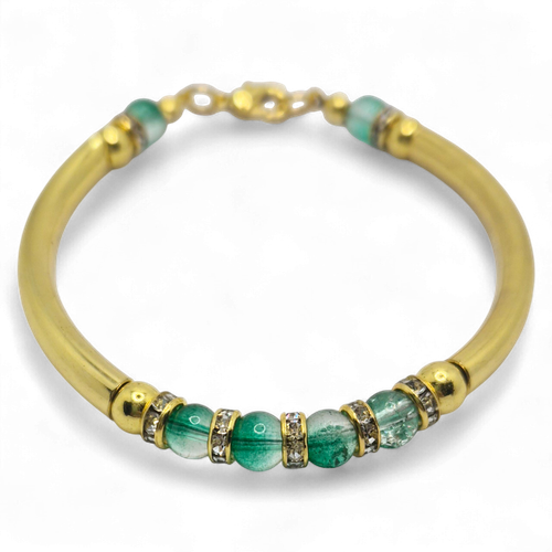 Lisa Curved Tube Bracelets Gold Green for jewellery making