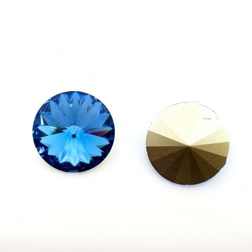 18mm resin Rivoli stone sapphire — faceted round crystal-style cabochon ideal for jewelry making, settings, and crafts