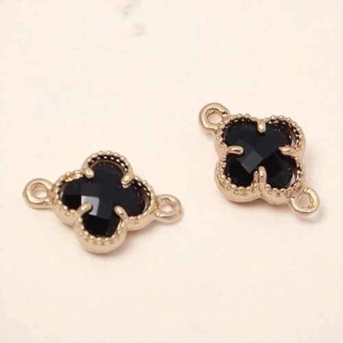 CZ Clover Connector 9mm Black 1pc for jewellery making
