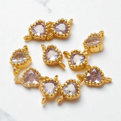 CZ Heart Connector 5mm Clear 1pc for jewellery making