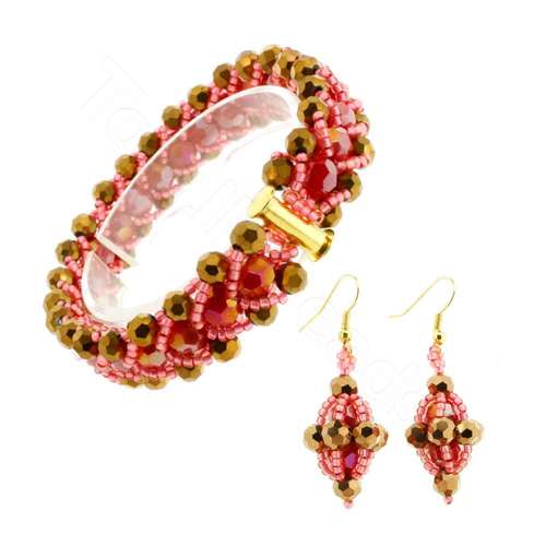 Crystal Flat Spiral Kit blossom pink jewelry making kit — DIY set with beads and instructions for creating handmade jewelry