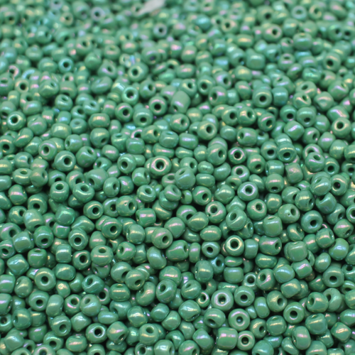 Seed Beads Opaque Rainbow Green Size 6 100g 4mm for jewellery making