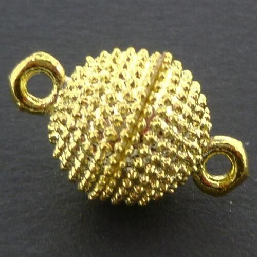 Magnetic Clasp Spotted Round 12mm Gold Plate 1 per Bag for jewellery making