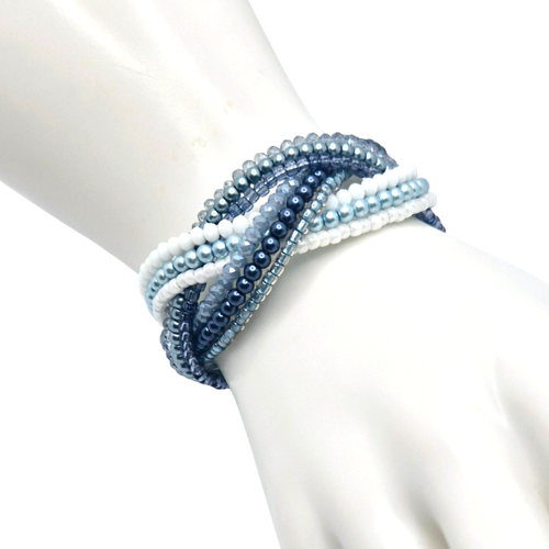 Memory Wire Bracelets x2 Blue for jewellery making