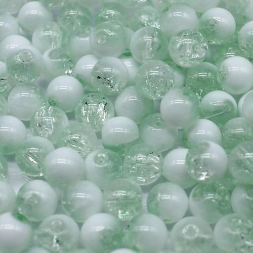 Crackle White Round Beads 10mm Lime Green 40pcs for jewellery making