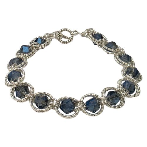 Etched Ring Crystal Bracelet x2 Black Shadow for jewellery making