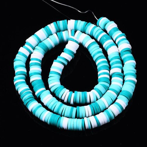 Fimo Heishi Disc Beads 6mm Aquamarine 16" String for jewellery making