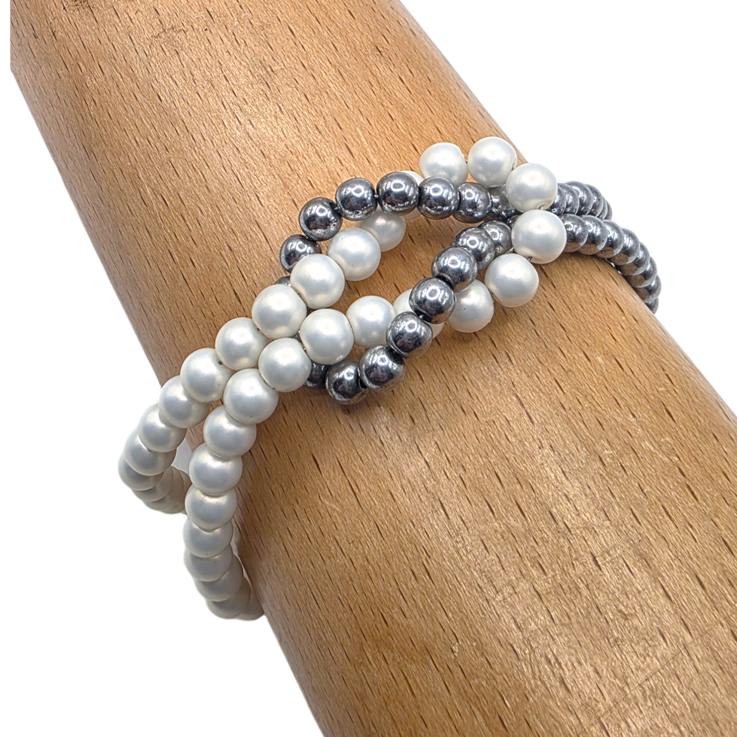 Satin Pearl Love Knot Bracelet Pearl White 5mm for jewellery making