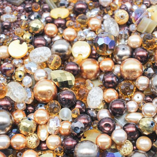 Premium Bead Mix 75g Gold Bronze 2mm for jewellery making