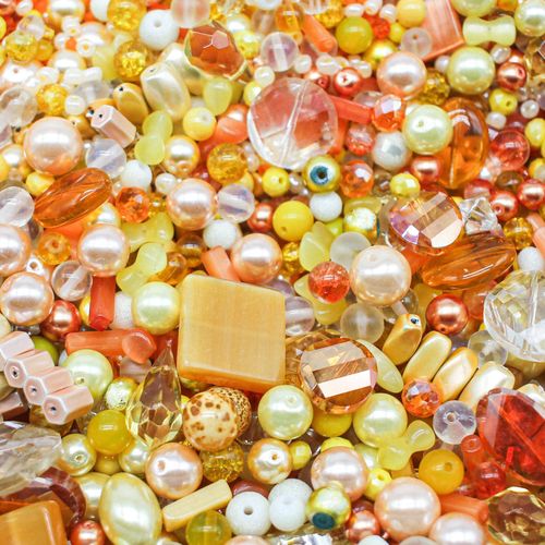 Premium Bead Mix 75g Yellow Orange 2mm for jewellery making