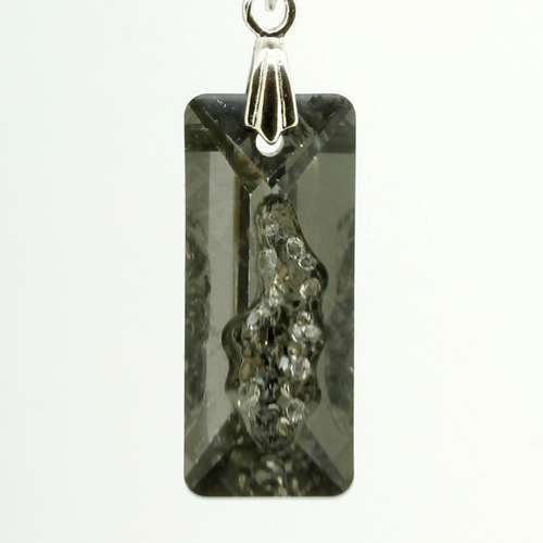 Crystal Geode Rectangle Pendant 26mm - Black Diamond