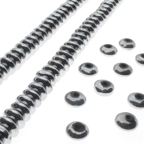 Glass Rondelle Beads 7mm - Silver Plated 100pcs