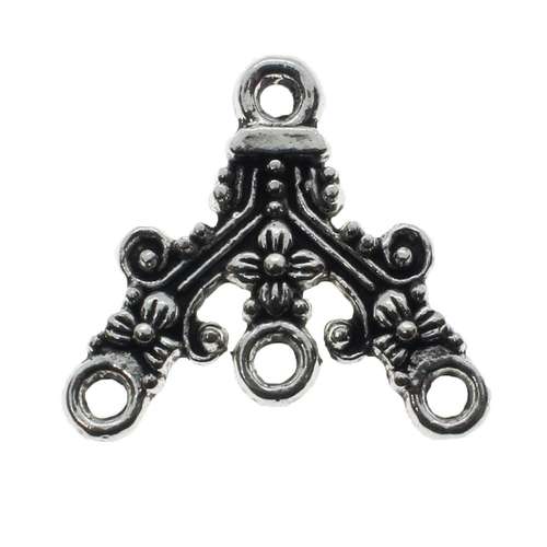 Antique Silver Metal Connector 3-1 - 18x17mm 10pcs