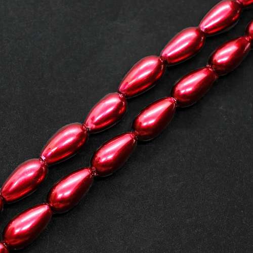Glass Pearl Drop Beads 4x8mm - Ruby Red