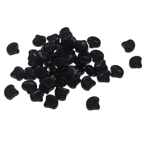 10g Czech glass Rulla beads jet black — two-hole beads for jewelry making and bead weaving