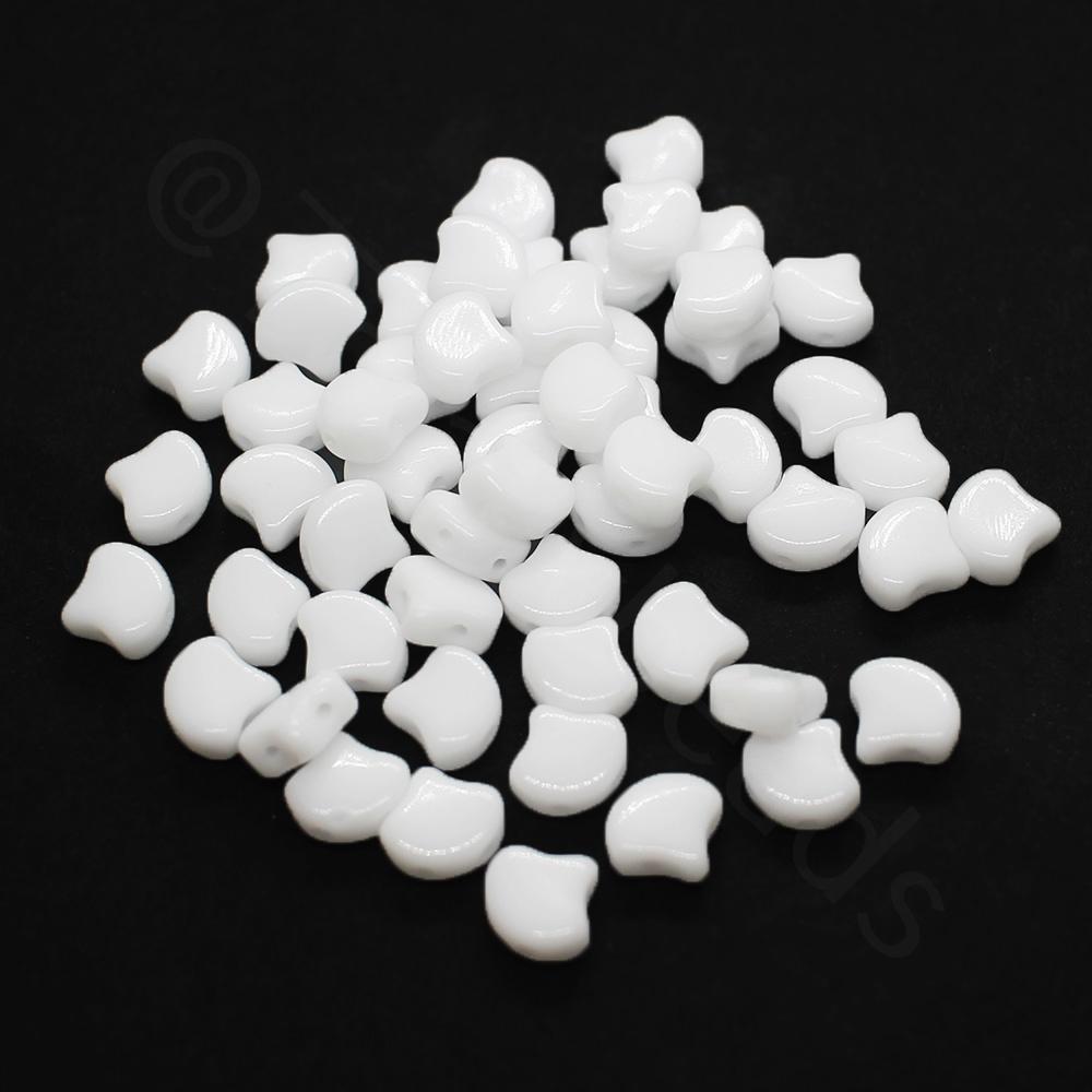 10g Czech glass Rulla beads white — two-hole beads for jewelry making and bead weaving