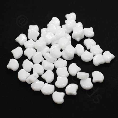10g Czech glass Rulla beads white — two-hole beads for jewelry making and bead weaving