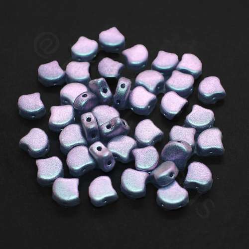 10g Czech glass Rulla beads polychrome orchid aqua — two-hole beads for jewelry making and bead weaving