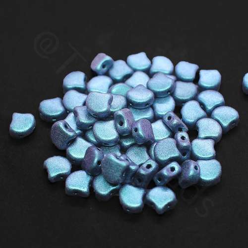 10g Czech glass Rulla beads polychrome indigo orchid — two-hole beads for jewelry making and bead weaving