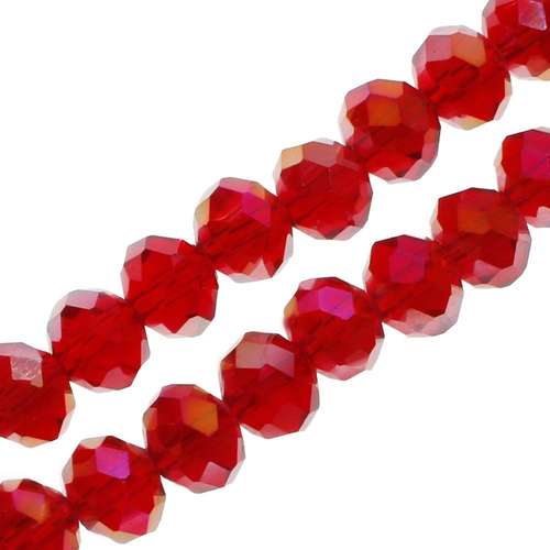 8mm crystal beads ruby red ab, pack of 70 — AB finish, faceted for jewelry making and beadwork